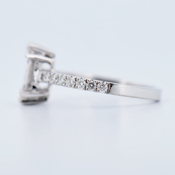 18k White Gold Multi-Stone Emerald-Style Diamond Ring