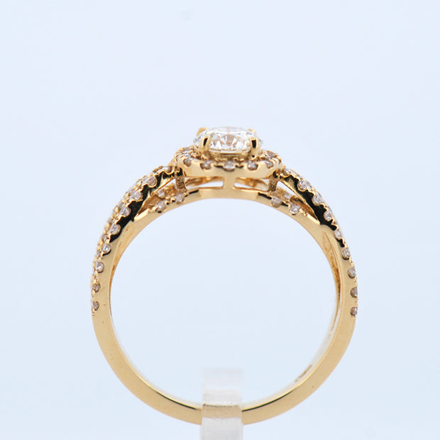18k Yellow Gold Diamond Halo Ring