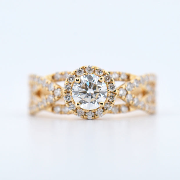 18k Yellow Gold Diamond Halo Ring