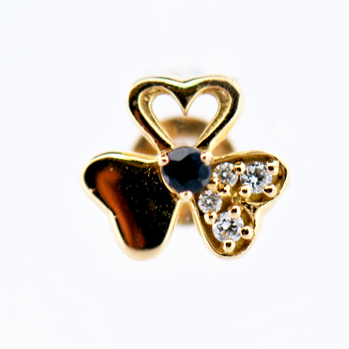 18k Yellow Gold Sapphire and Diamond Stud Earring