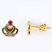 18k Yellow Gold Ruby and Diamond Stud Earring