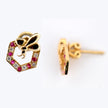 18k Yellow Gold Ruby and Diamond Stud Earring