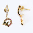 18k Yellow Gold Ruby and Diamond Drop Earring