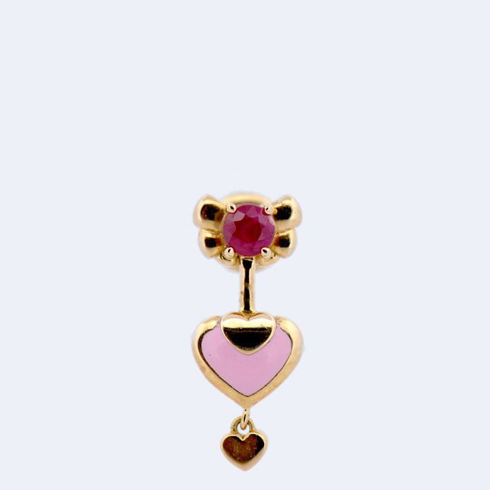 18k Yellow Gold Ruby Drop Earring