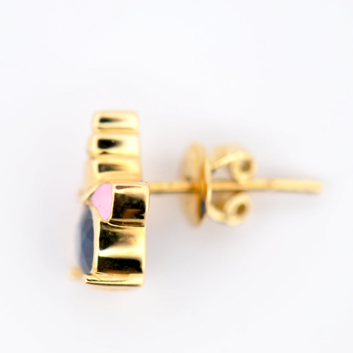 18k Yellow Gold Sapphire Stud Earring