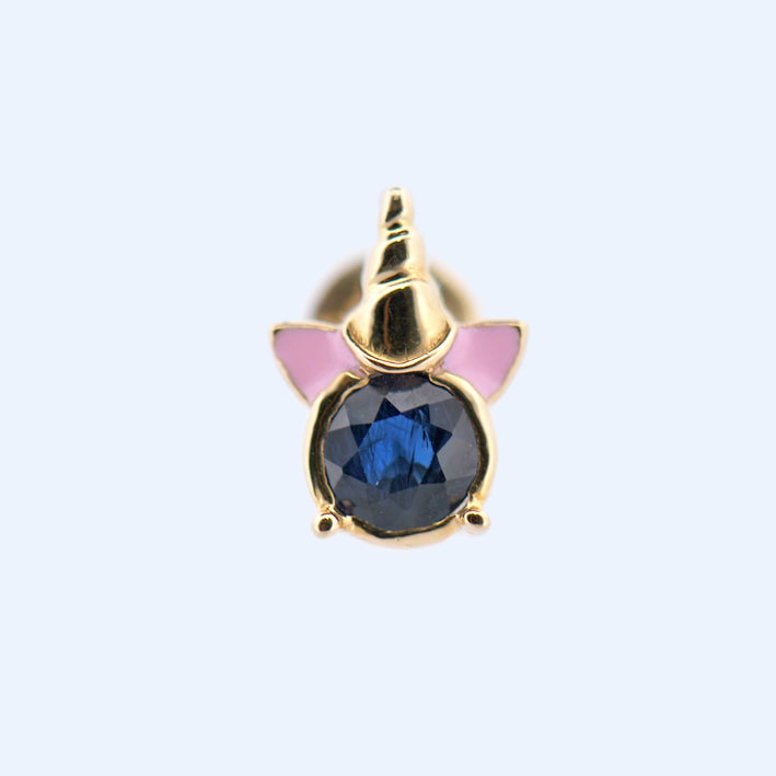 18k Yellow Gold Sapphire Stud Earring